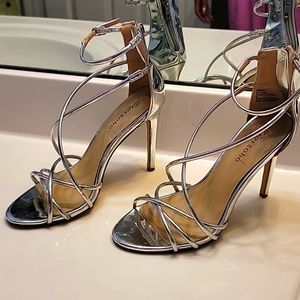Open toe Silver strapped heels